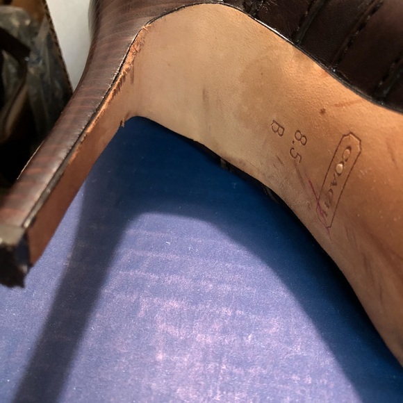 Coach “Marsha” Brown Leather boots w/Gold buckles - Picture 7 of 7